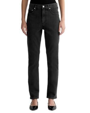 EVERLANE Women's The Cheeky Straight Jeans 27R US 4 Washed Black Stretch NWT